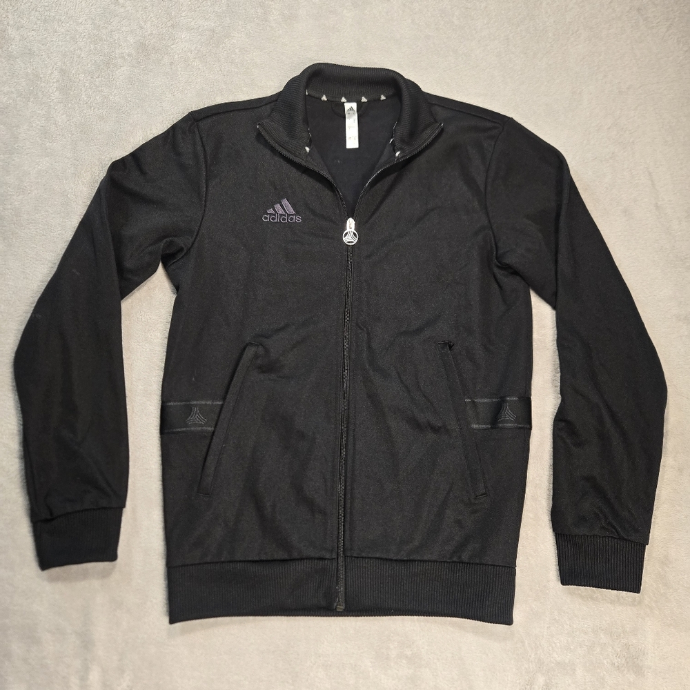 Adidas Track Blackout Zip Up Jacket Pockets Ribbed Women's XS Streetwear Sporty